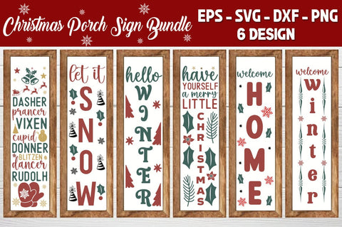6 Christmas Porch Signs, Christmas Porch Sign Bundle svg, Farmhouse Svg, Welcome Sign Svg, Christmas Svg, Xmas Sign Svg, Porch Sign Svg SVG etcify 