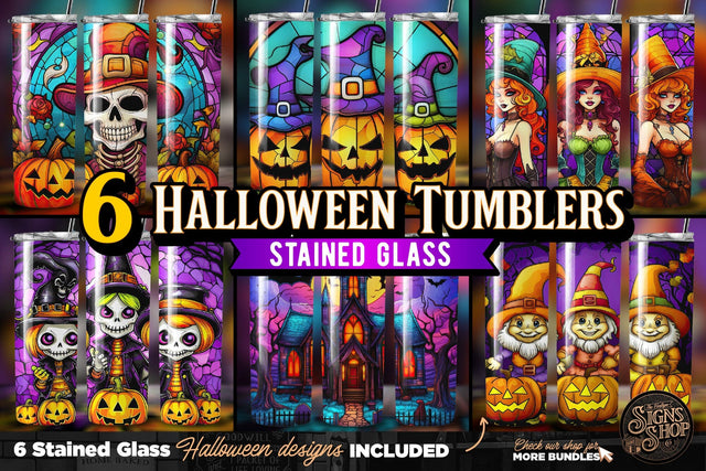 6 Halloween Tumbler Wraps | Stained Glass Sublimation The Vintage Signs Shop 