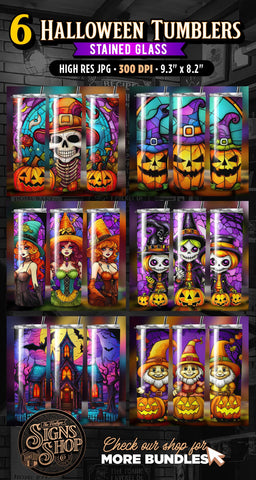 6 Halloween Tumbler Wraps | Stained Glass Sublimation The Vintage Signs Shop 