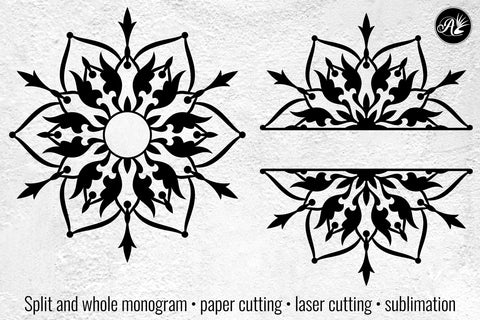 6-point Floral Mandala Monogram cut files SVG Angel on Empire 