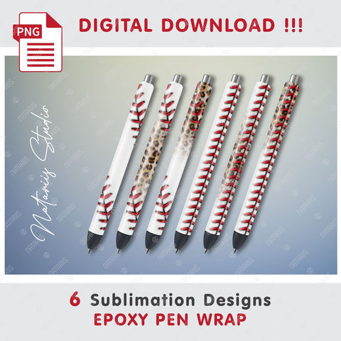 6 Seamless Baseball Patterns for Epoxy Pen Wrap Sublimation Natariis Studio 