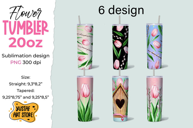 6 Spring Tulips flower Tumbler 20 oz sublimation design. Sublimation Yustaf Art Store 