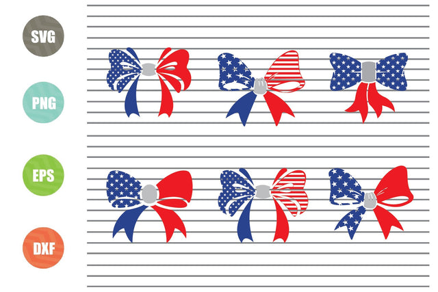 6 Styles Bow 4th of July Svg Png Dxf Eps Cut Files SVG Artstoredigital 