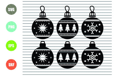 6 Styles Christmas Ball (1) Svg Png Dxf Eps Cut Files SVG Artstoredigital 