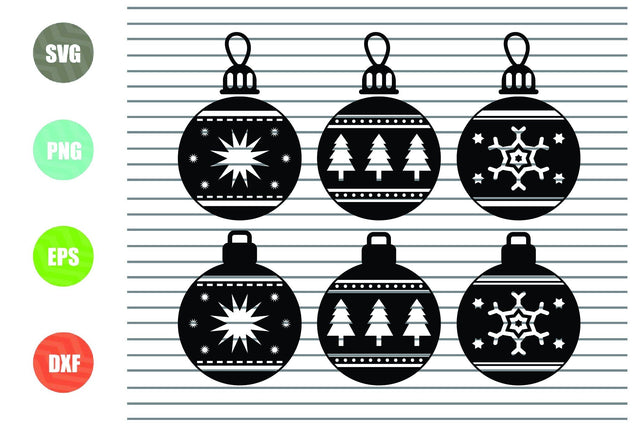 6 Styles Christmas Ball (1) Svg Png Dxf Eps Cut Files SVG Artstoredigital 