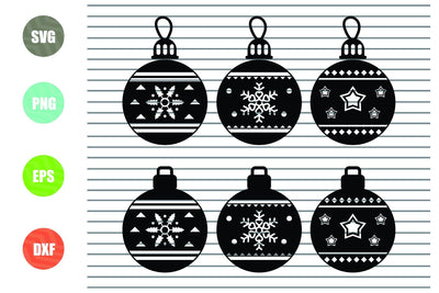 6 Styles Christmas Ball (2) Svg Png Dxf Eps Cut Files SVG Artstoredigital 