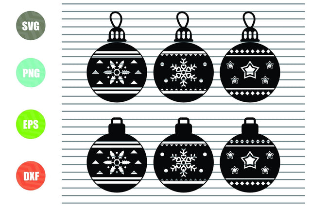6 Styles Christmas Ball (2) Svg Png Dxf Eps Cut Files SVG Artstoredigital 