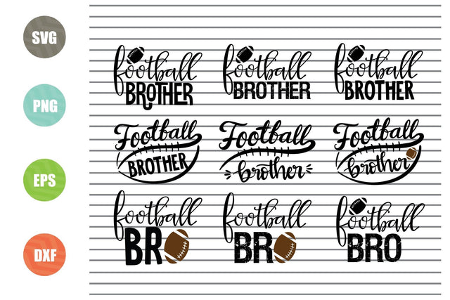 6 Styles Football Brother Svg - Football Svg, Png, Dxf, Eps Cut Files SVG Artstoredigital 