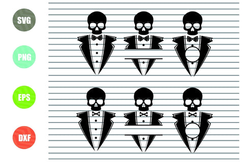 6 Styles Skull Bow Tie Monogram Svg - Halloween Svg Png Dxf Eps Cut Files SVG Artstoredigital 