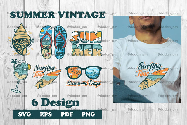 6 Summer vintage svg, png, eps, pdf, dxf SVG dadan_pm 