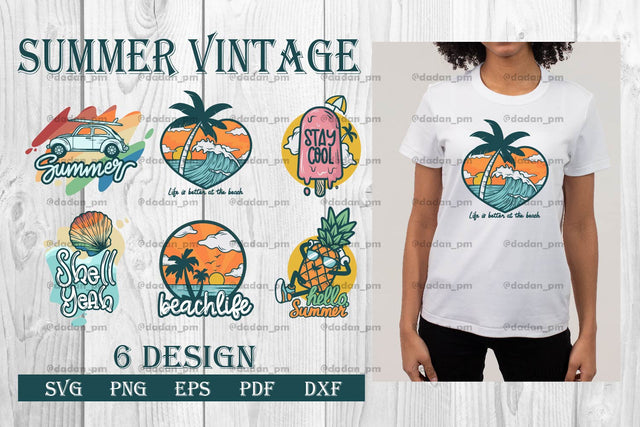 6 Summer vintage svg, png, eps, pdf, dxf SVG dadan_pm 