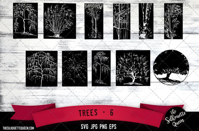 6. Trees - 6 SVG -Vector Art Commercial & Personal Use- Cricut,Silhouette,Cameo,Vinyl Cut SVG Loveleen Kaur 