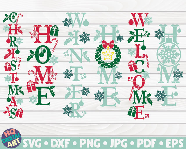 6 Winter/Christmas Themed Porch Signs SVG Bundle SVG HQDigitalArt 
