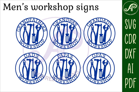 6 workshop tools sign svg laser cut template SVG APInspireddesigns 