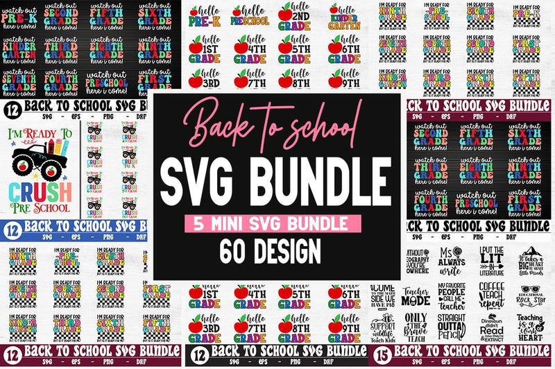 60 Back To School svg Mega Bundle, Teacher svg Bundle, 1st Day of ...