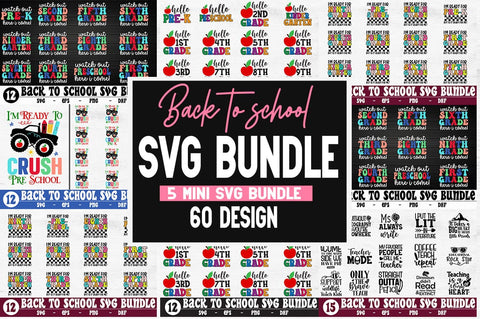 60 Back To School svg Mega Bundle, Teacher svg Bundle, 1st Day of School svg, Teacher shirt svg, Kindergarten, Pre-k, 1st Grade to 6th grade SVG Svgcraft 