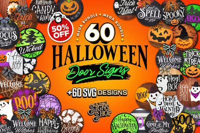 60 Halloween Door Signs | MEGA Bundle | SVG BEST SELLER SVG The Vintage Signs Shop 