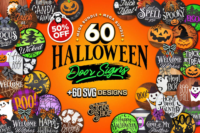 60 Halloween Door Signs | MEGA Bundle | SVG BEST SELLER SVG The Vintage Signs Shop 