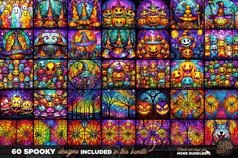 60 Halloween Tumbler Wraps Bundle | Stained glass Sublimation The Vintage Signs Shop 