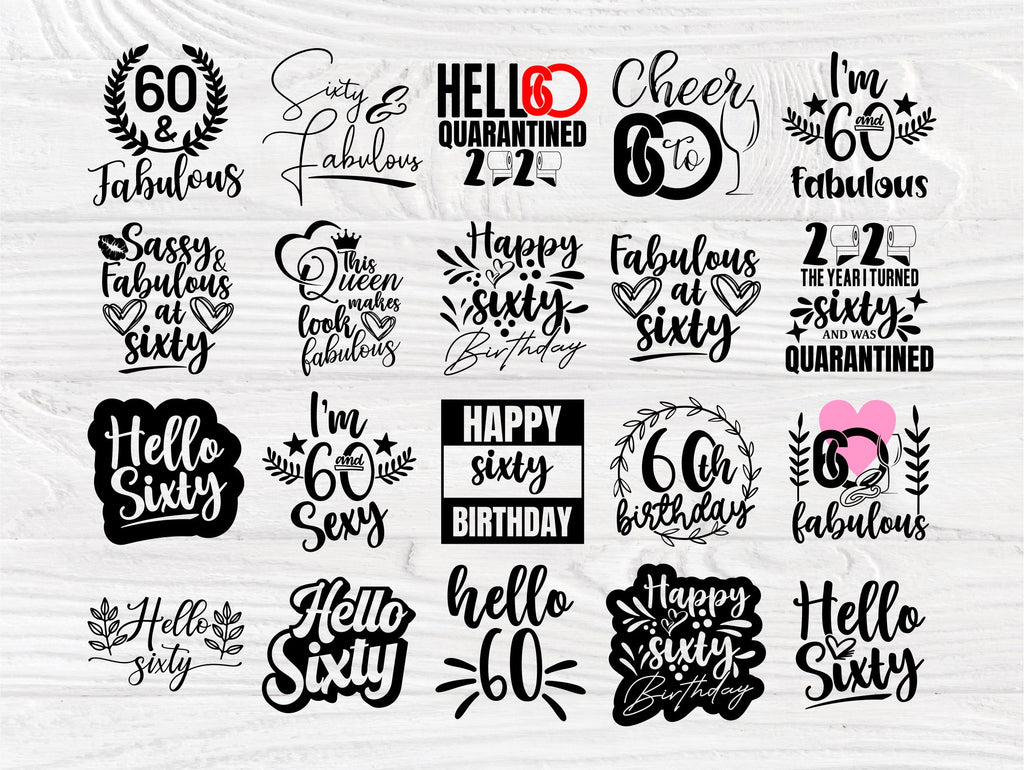 60th Birthday SVG Bundle, Birthday Shirt Designs - So Fontsy