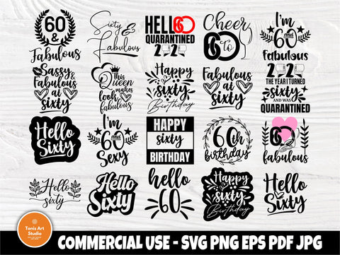 60th Birthday SVG Bundle, Birthday Shirt Designs SVG TonisArtStudio 