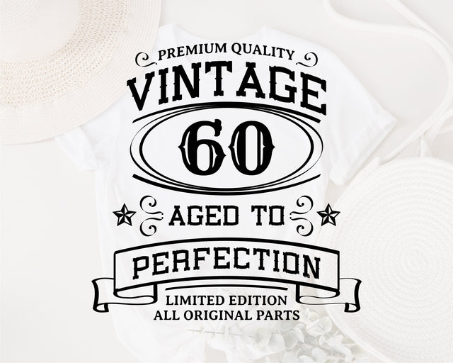 60th Birthday SVG, Vintage Birthday, limited edition svg, funny birthday SVG, Original Parts, Cut File, Instant Download SVG Fauz 