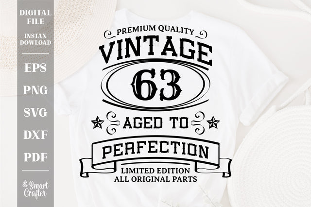 63rd Birthday SVG, Vintage Birthday, limited edition svg, funny birthday SVG, Original Parts, Cut File, Instant Download SVG Fauz 