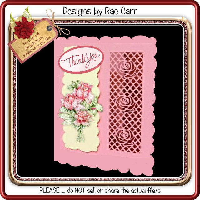 645 Rose Lattice Greeting Card ** Multiple Machine Formats SVG Designs by Rae 