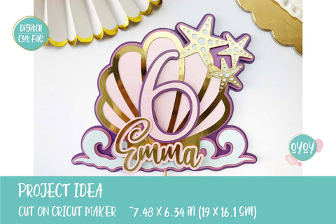 6th Birthday Mermaid Cake Topper SVG | 3D Layered Topper SVG OyoyStudioDigitals 