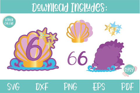 6th Birthday Mermaid Cake Topper SVG | 3D Layered Topper SVG OyoyStudioDigitals 