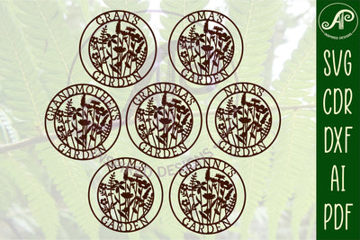 7 Garden floral sign svg laser cut template SVG APInspireddesigns 