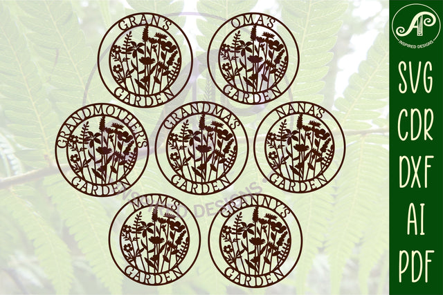 7 Garden floral sign svg laser cut template SVG APInspireddesigns 