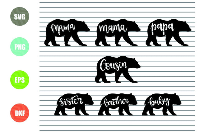 7 Styles Bear Family, Baby Sister Brother Mama Papa Bear SVG File for Cutting Machine, Silhouette Cameo, Cricut, Commercial Use Digital Design SVG Artstoredigital 