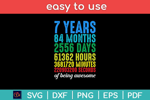 7 Years Old 7th Birthday Vintage Retro Svg Design SVG artprintfile 