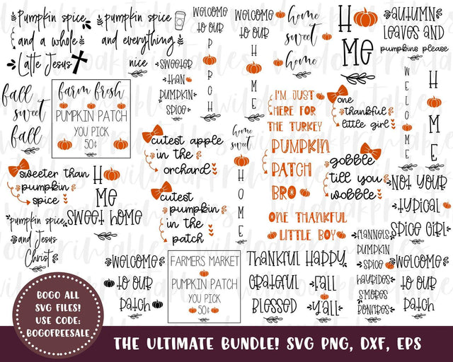 70 DESIGNS! Thanksgiving svg bundle, fall svg bundle, toddler fall svgs, home fall decor svgs, thankful svg, pumpkin spice svg pumpkin svg SVG WildOakSVG 