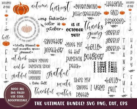 70 DESIGNS! Thanksgiving svg bundle, fall svg bundle, toddler fall svgs, home fall decor svgs, thankful svg, pumpkin spice svg pumpkin svg SVG WildOakSVG 