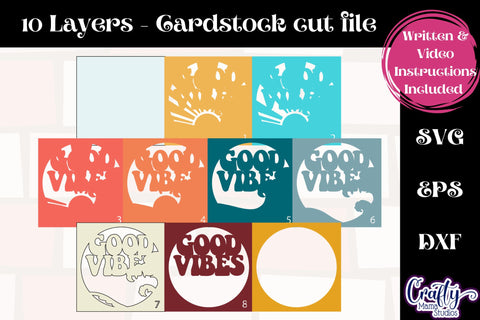 70s Svg Shadow Box, 3D Layered Good Vibes Ocean Svg Cut File SVG Crafty Mama Studios 