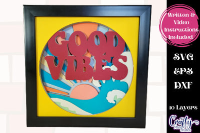 70s Svg Shadow Box, 3D Layered Good Vibes Ocean Svg Cut File SVG Crafty Mama Studios 