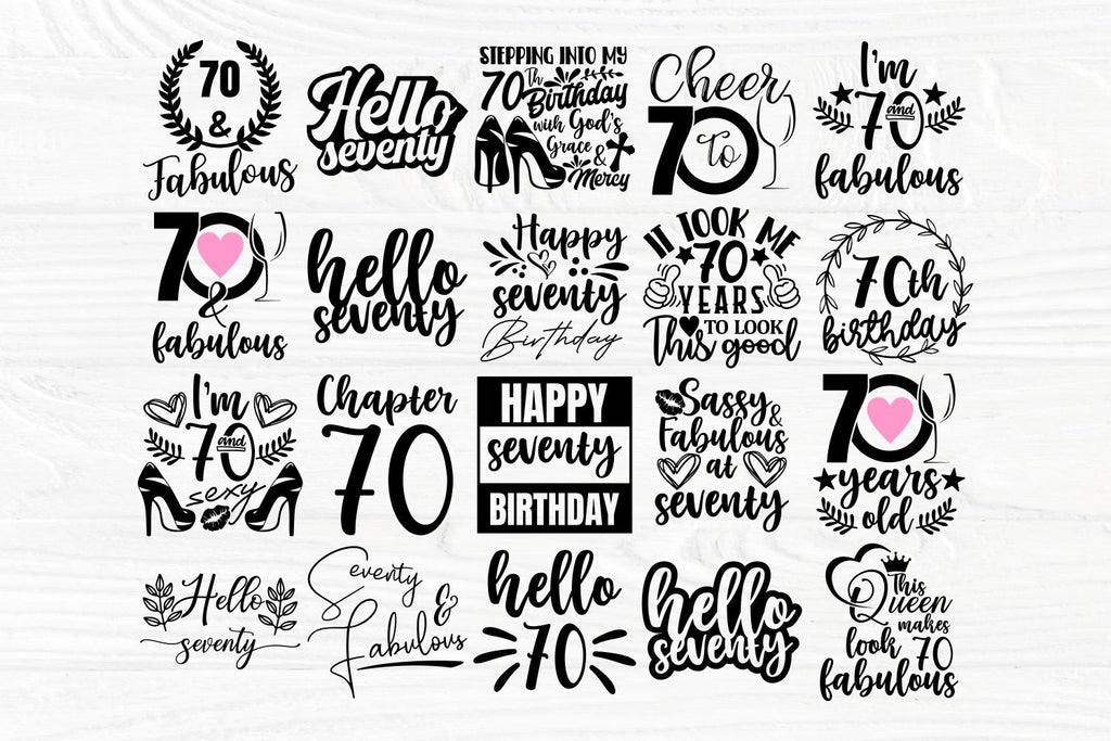 70th Birthday SVG, Happy Birthday Svg, Seventy Svg - So Fontsy