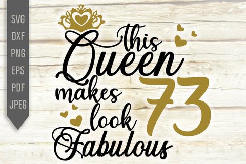 73rd Birthday Svg. This Queen Makes 73 Look Fabulous Svg. Birthday Queen Svg. Seventy Third Svg. Birthday Girl Svg. Cricut, Silhouette, dxf SVG Mint And Beer Creations 
