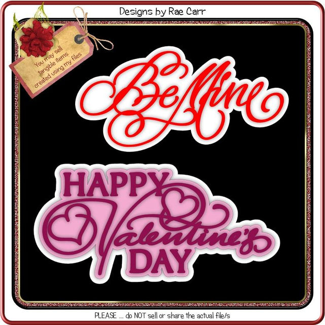 765 Set of 2 Valentine Greeting Toppers SVG Designs by Rae 