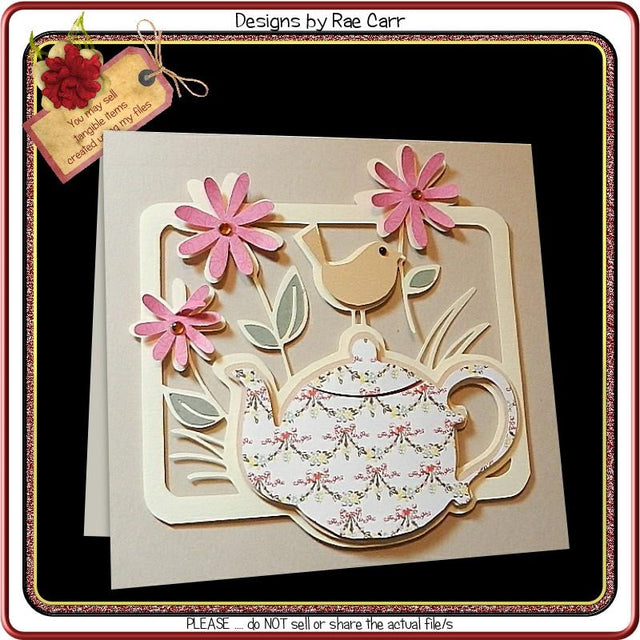 799 Teapot and Floral Card SVG Designs by Rae 