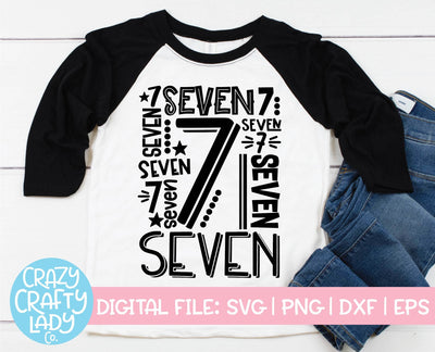 7th Birthday Collage | SVG Cut File SVG Crazy Crafty Lady Co. 