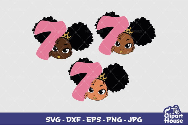 7th Birthday Girl Peek SVG The Clipart House 