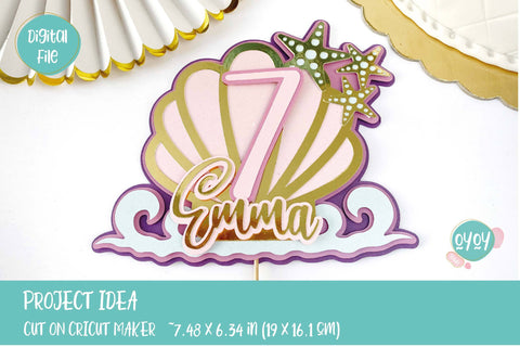 7th Birthday Mermaid Cake Topper SVG | 3D Layered Topper SVG OyoyStudioDigitals 