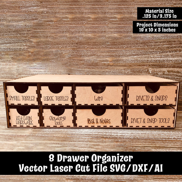 8 Drawer Organzier Vector Laser Cut File SVG Design Shark 