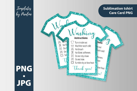 8 glitter t-shirt washing instructions cards PNG. Shirt care card bundle SVG Templates by Pauline 