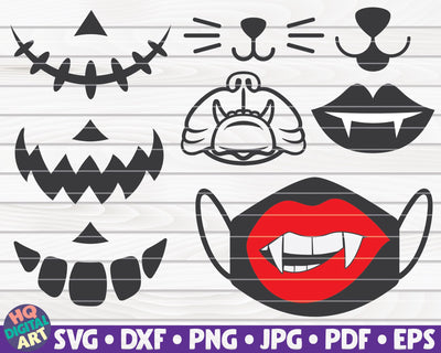 8 Halloween Face Mask designs SVG Bundle SVG HQDigitalArt 