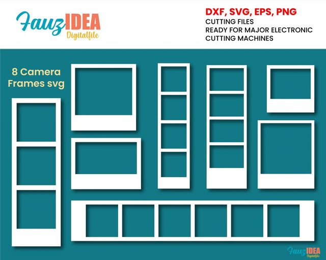 8 Instant Camera Frames | Vector Set | Cutting Files, Personal Commercial Use ,Camera Frame Strip, Film Reel, Vector Clipart,Vector Set SVG Fauz 