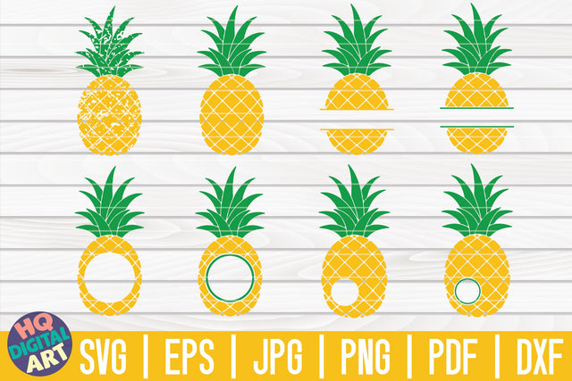 8 Pineapple Monograms Bundle SVG | Pineapple Monogram Frames SVG | Pineapple Split Monogram SVG SVG HQDigitalArt 